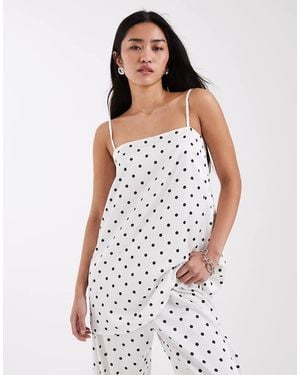 Pieces Satin Cami Top - White