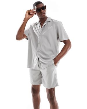 Only & Sons Plisse Shorts Co-ord - Gray