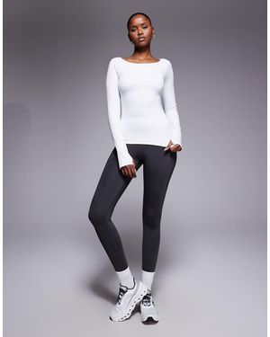 4505 Active Boat Neck Long Sleeve Top With Thumbhole - Grey