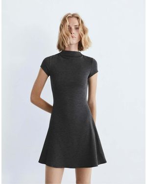 Pull&Bear Mock Neck Short Dress - Black
