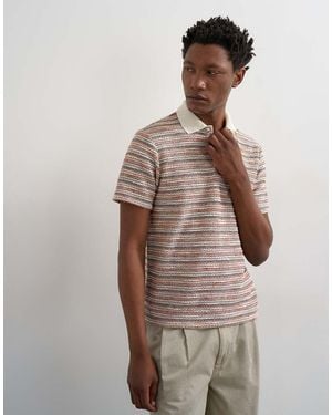 TOPMAN Polo A Rayas Multicolores De Corte Clásico Con Diseño Texturizado De Hilos Mezclados - Marrón