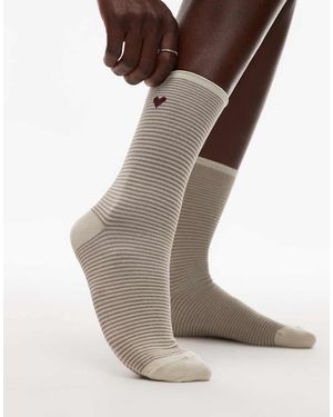& Other Stories Stripe Socks With Heart Motif - Black