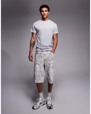 Good For Nothing Pantalones Cortos Vaqueros Negros Holgados Estilo Bermudas Con Estampado De Camuflaje De - Gris