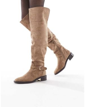 SEQWL Latte Buckle Detail Over-the-knee Boots - Natural