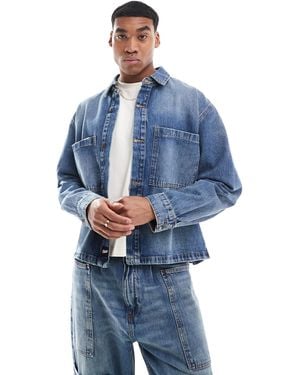 Pull&Bear Washed Co-ord Denim Jacket - Blue