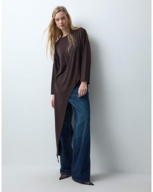 ASOS Asymmetrische T-Shirt Met Lange Zoom - Blauw