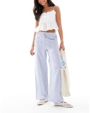 New Look Stripe Wide Leg Trousers - White