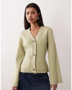 Gina Tricot Cinched Waist Cardigan - Natural