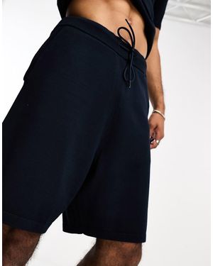 SELECTED Pantalones Cortos Azul Marino Con Cordón Ajustable En La Cintura De Punto De (Parte De Un Conjunto)