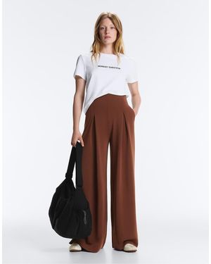 Oysho Long Trousers With Modal And Pleat Detail - White