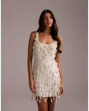 ASOS Pearl Allover Embellished Mini Dress - Brown