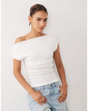ASOS Slub Yarn Twist Asym Detail Top - White