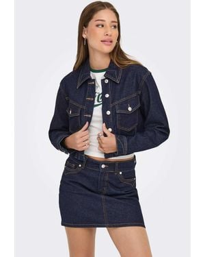 ONLY Heather jeansjacke mit umlegekragen - Blau