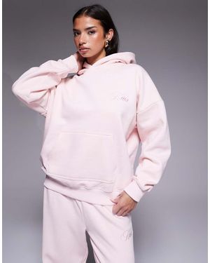 Kaiia Cotton Blend Studio Embossed Back Logo Oversized Hoodie Co-Ord - Grey