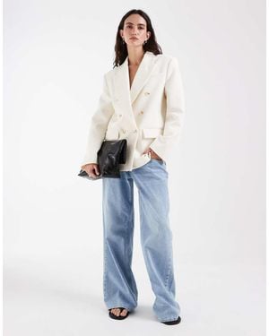 ASOS Power Shoulder Double Breasted Blazer - Blue