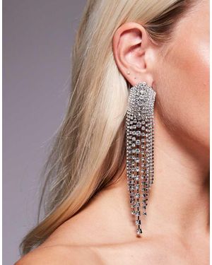 ASOS Orecchini Pendenti A Cascata Argentati Con Cristalli - Marrone