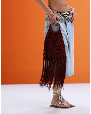 ASOS Bolso De Mano De Macramé Con Asa De Resina De -Rojo - Naranja