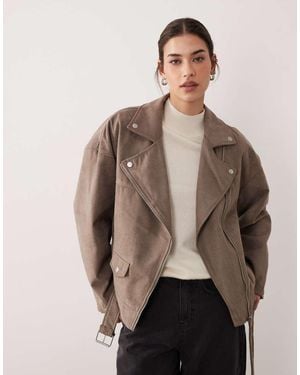 JJXX Faux Suede Biker Jacket - Natural