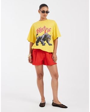 ASOS Oversized T-shirt With Black Cat Graphic - Red