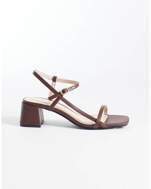 Glamorous Low Block Heeled Sandals - Brown