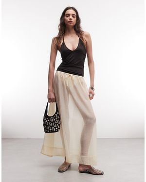 Monki Falda Larga Color Crema Transparente De Talle Bajo Y Estilo Boho-Blanco - Neutro