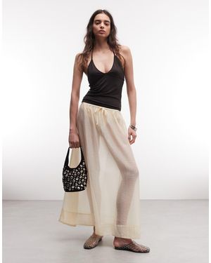 Monki Low Rise Boho Sheer Maxi Skirt - Natural