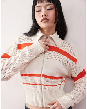 Monki – strickjacke mit streifen - Weiß
