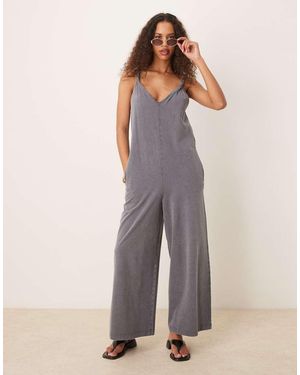 ASOS Tuta Jumpsuit Slavato Con Spalline Attorcigliate - Grigio