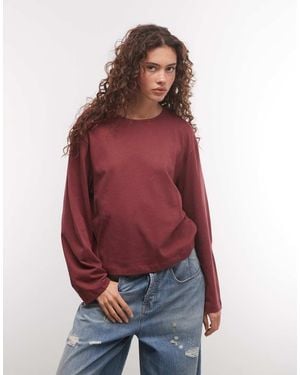 Collusion Boxy Long Sleeve T-shirt - Red
