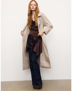 Stradivarius Long Flowing Trench Coat - White