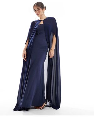 TFNC London Bridesmaids Chiffon Maxi Cape - Blue