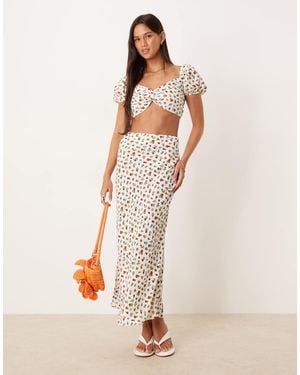 Collective The Label Bias Cut Midi Skirt - Natural