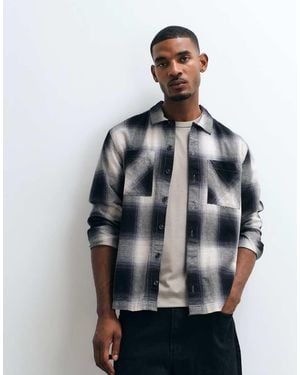 ASOS Check Overshirt With Double Pocket - Grey
