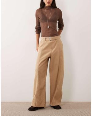 ASOS Vaquero De Lona De Pernera Ancha Con Cinturón En-Verde - Neutro