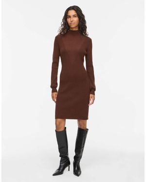 Vila Kalia minikleid mit hohem kragen, langarm und schmaler passform - Mehrfarbig
