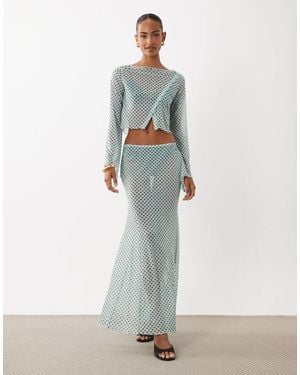 ASOS Mesh Printed Maxi Skirt - White