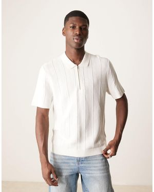 Abercrombie & Fitch – kurzärmliges, gestricktes polohemd - Weiß