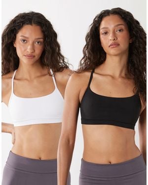 Cotton On Active 2 Pack Keyhole Crop Top - Black