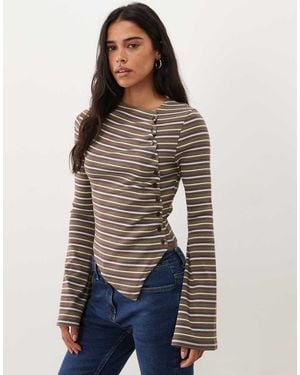 ASOS Top Met Lange Mouwen En Asymmetrische Zoom - Blauw