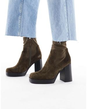 ALDO Seraphica Block Heel High Ankle Sock Boots - Blue