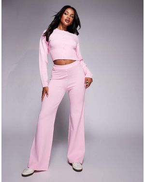 Aria Cove Pantalones Rosas De Pernera Ancha Y Estilo Bóxer Con Detalle De Botones De Punto De (Parte De Un Conjunto)
