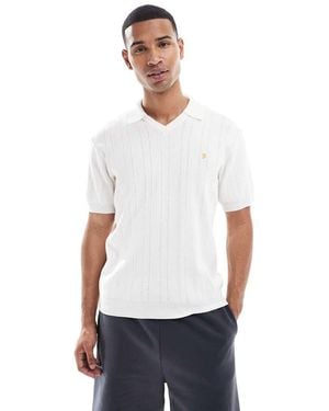 Farah Woodford Knitted Polo Shirt - White