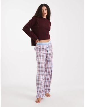 Cotton On Flannel Wide Leg Pant - Purple