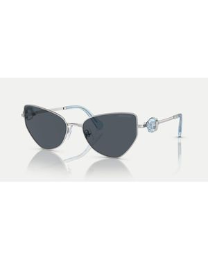 Swarovski Gafas De Sol Plateadas Irregulares Con Lentes Grises Sk7003 De - Azul