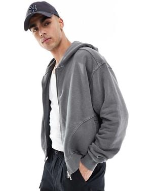 Cotton On Cotton On Cropped Box Zip Up Hoodie - Grey