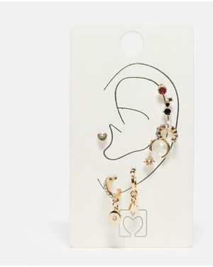 Accessorize Pack De 8 Pendientes Dorados De - Blanco