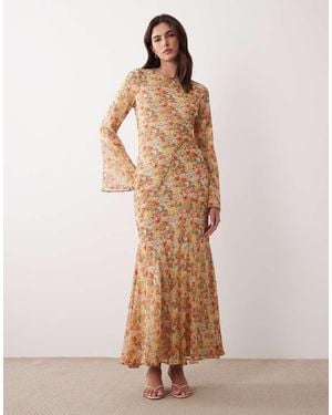 ASOS Flare Sleeve Maxi Dress - Natural