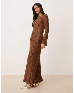 Pretty Lavish Lace Maxi Skirt Co-Ord - Brown