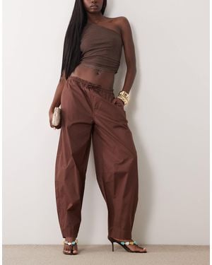 WeWoreWhat Drawstring Waist Pull On Balloon Pant - Brown