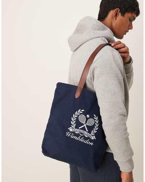 Polo Ralph Lauren Wimbledon Capsule Crest Logo Medium Canvas Tote - Blue